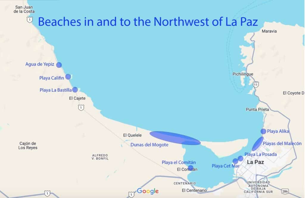 map of beaches north and west